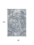9' X 12' Blue And Ivory Medallion Washable Area Rug With UV Protection
