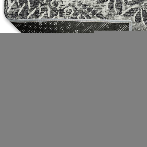 9' X 12' Gray And Ivory Medallion Washable Area Rug With UV Protection
