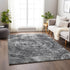 9' X 12' Gray And Ivory Medallion Washable Area Rug With UV Protection