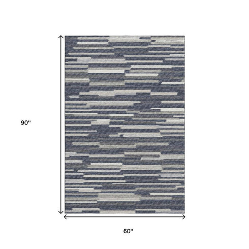 9' X 12' Gray Charcoal And Ivory Abstract Washable Area Rug With UV Protection