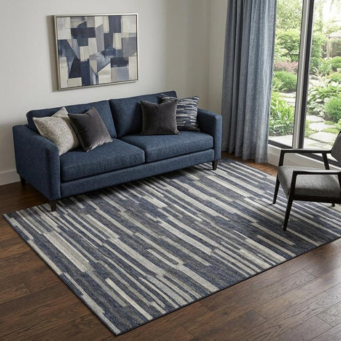 9' X 12' Gray Charcoal And Ivory Abstract Washable Area Rug With UV Protection