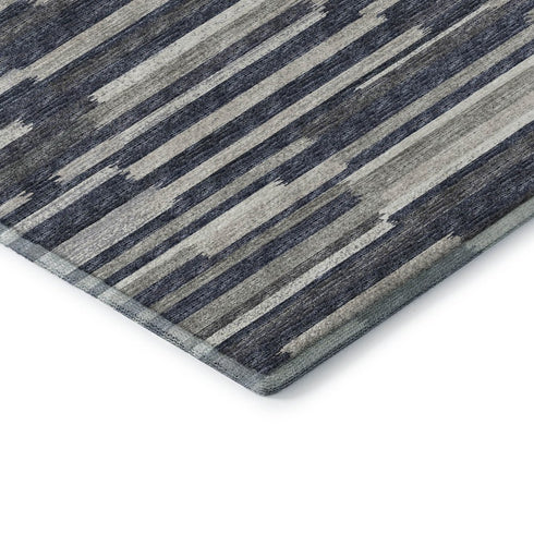 9' X 12' Gray Charcoal And Ivory Abstract Washable Area Rug With UV Protection
