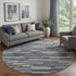 9' X 12' Gray Charcoal And Ivory Abstract Washable Area Rug With UV Protection