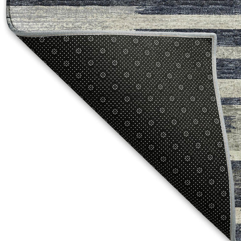9' X 12' Gray Charcoal And Ivory Abstract Washable Area Rug With UV Protection