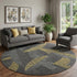 9' X 12' Gray Gold And Black Botanical Leaves Washable Area Rug With UV Protection