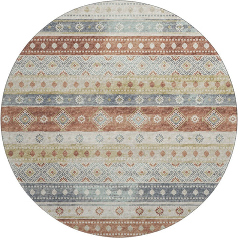 9' X 12' Desert Sand Rust And Ivory Tribal Washable Area Rug With UV Protection