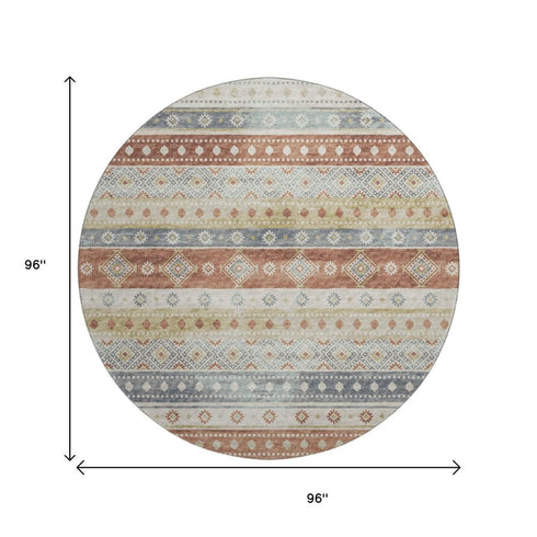 9' X 12' Desert Sand Rust And Ivory Tribal Washable Area Rug With UV Protection