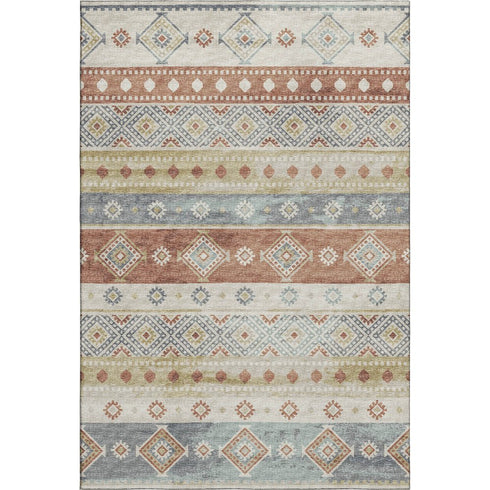9' X 12' Desert Sand Rust And Ivory Tribal Washable Area Rug With UV Protection