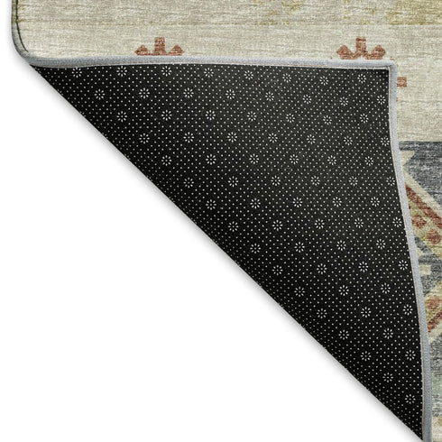 9' X 12' Desert Sand Rust And Ivory Tribal Washable Area Rug With UV Protection