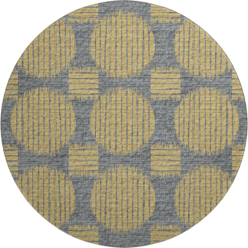 9' X 12' Gold And Gray Geometric Washable Area Rug With UV Protection
