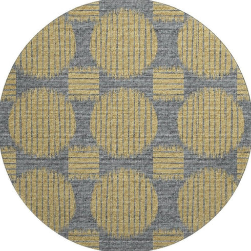 9' X 12' Gold And Gray Geometric Washable Area Rug With UV Protection