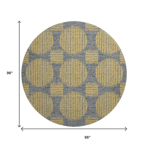 9' X 12' Gold And Gray Geometric Washable Area Rug With UV Protection