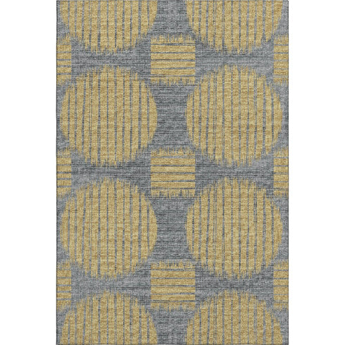 9' X 12' Gold And Gray Geometric Washable Area Rug With UV Protection