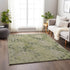 8' X 10' Green And Beige Tribal Washable Area Rug With UV Protection