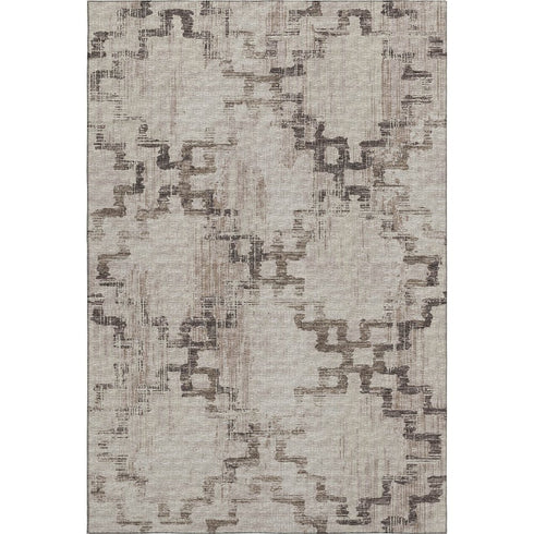 8' X 10' Coffee And Ivory Tribal Washable Area Rug With UV Protection