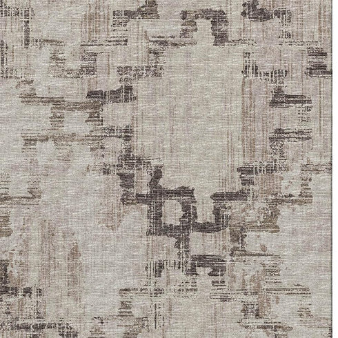 8' X 10' Coffee And Ivory Tribal Washable Area Rug With UV Protection