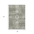 8' X 10' Olive Green And Ivory Floral Medallion Washable Area Rug With UV Protection