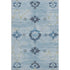 5' X 8' Blue And Olive Green Floral Medallion Washable Area Rug With UV Protection
