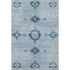 5' X 8' Blue And Olive Green Floral Medallion Washable Area Rug With UV Protection