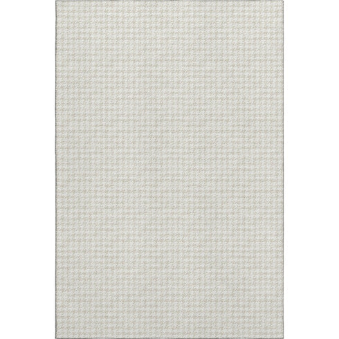 5' X 8' Linen And Ivory Houndstooth Washable Area Rug With UV Protection