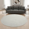 8' Linen And Ivory Houndstooth Washable Round Rug With UV Protection
