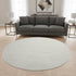 8' Linen And Ivory Houndstooth Washable Round Rug With UV Protection