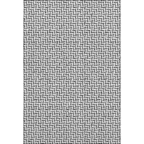 8' X 10' Gray And Ivory Houndstooth Washable Area Rug With UV Protection
