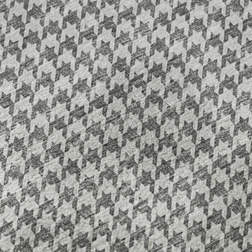 8' X 10' Gray And Ivory Houndstooth Washable Area Rug With UV Protection