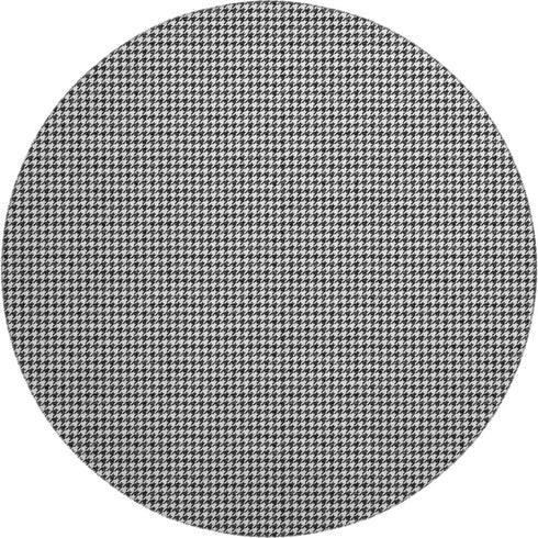 8' Black And White Houndstooth Washable Round Rug With UV Protection