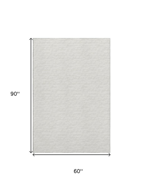 5' X 8' Linen And Ivory Striped Washable Area Rug With UV Protection