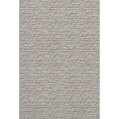 8' X 10' Taupe And Ivory Striped Washable Area Rug With UV Protection