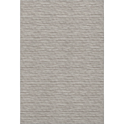 8' X 10' Taupe And Ivory Striped Washable Area Rug With UV Protection