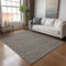 8' X 10' Chocolate And Ivory Striped Washable Area Rug With UV Protection