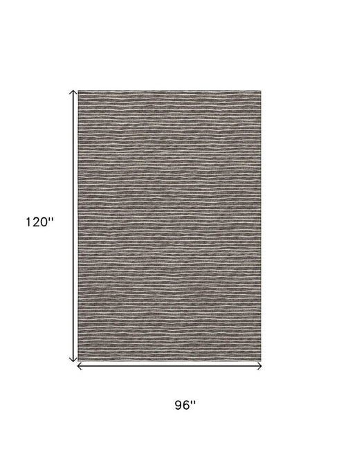 8' X 10' Chocolate And Ivory Striped Washable Area Rug With UV Protection