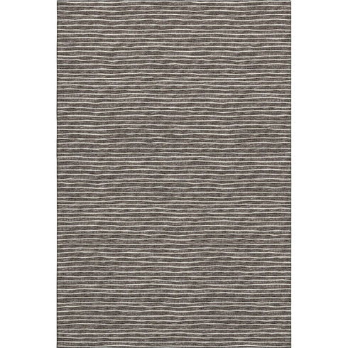 9' X 12' Chocolate And Ivory Striped Washable Area Rug With UV Protection