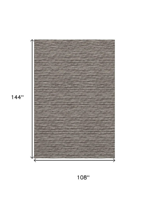 9' X 12' Chocolate And Ivory Striped Washable Area Rug With UV Protection