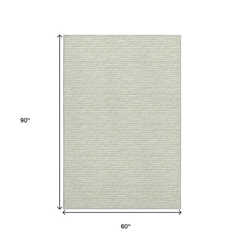 5' X 8' Light Gray And Ivory Striped Washable Area Rug With UV Protection