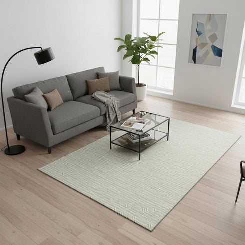 5' X 8' Light Gray And Ivory Striped Washable Area Rug With UV Protection