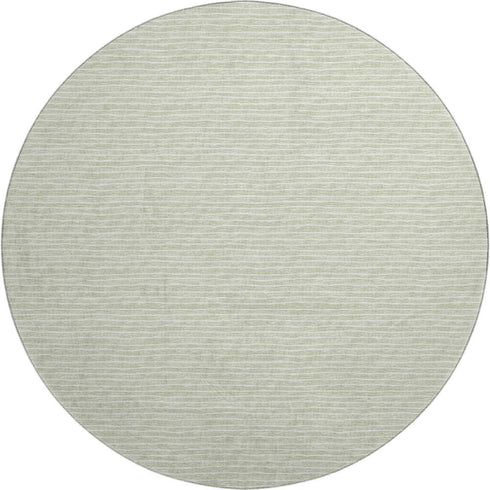 8' Light Gray And Ivory Striped Washable Round Rug With UV Protection