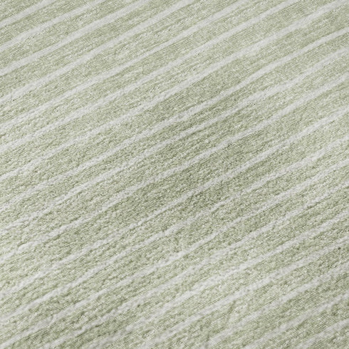 8' Light Gray And Ivory Striped Washable Round Rug With UV Protection