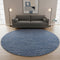 8' Navy Blue And Ivory Striped Washable Round Rug With UV Protection