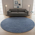 8' Navy Blue And Ivory Striped Washable Round Rug With UV Protection