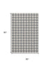 5' X 8' Black And Ivory Geometric Washable Area Rug With UV Protection