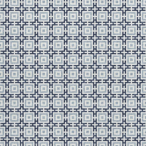 5' X 8' Navy Blue And Ivory Geometric Washable Area Rug With UV Protection