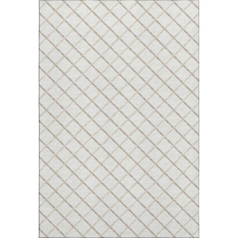8' X 10' Ivory And Taupe Geometric Washable Area Rug With UV Protection