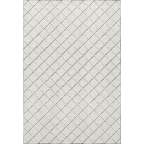 8' X 10' Ivory And Taupe Geometric Washable Area Rug With UV Protection