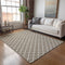9' X 12' Taupe And Ivory Geometric Washable Area Rug With UV Protection