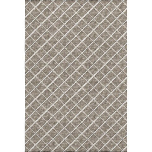9' X 12' Taupe And Ivory Geometric Washable Area Rug With UV Protection