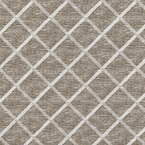 9' X 12' Taupe And Ivory Geometric Washable Area Rug With UV Protection