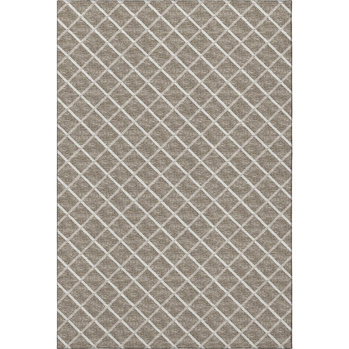 9' X 12' Taupe And Ivory Geometric Washable Area Rug With UV Protection